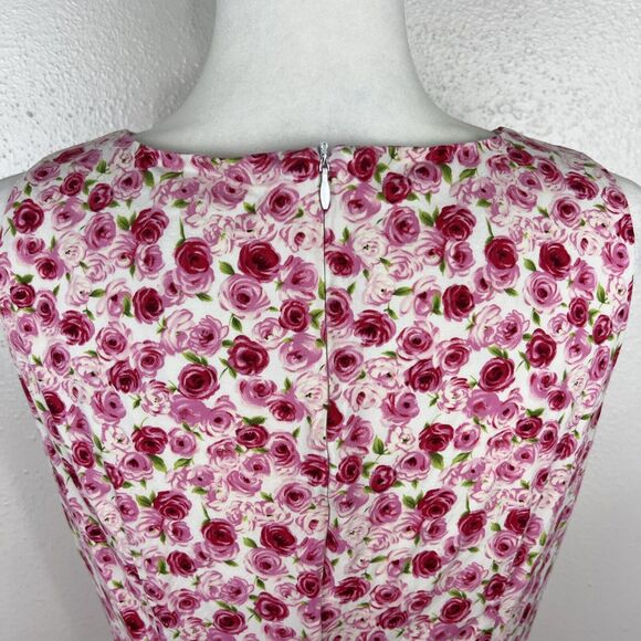 CDC Dress Women 12 White Red Pink Floral All Over Print Sheath Sleeveless Casual - Picture 10 of 12
